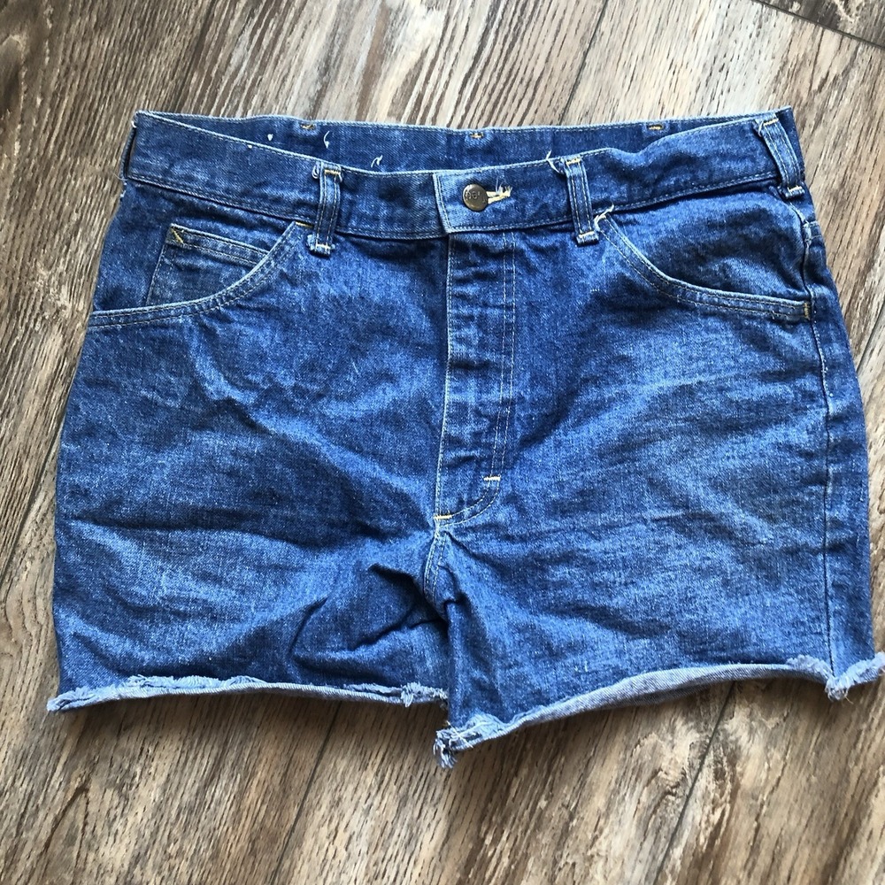 VTG 70s Lee Set High Waisted Denim Cutoff Shorts USA Made Denim Cut Offs 32
